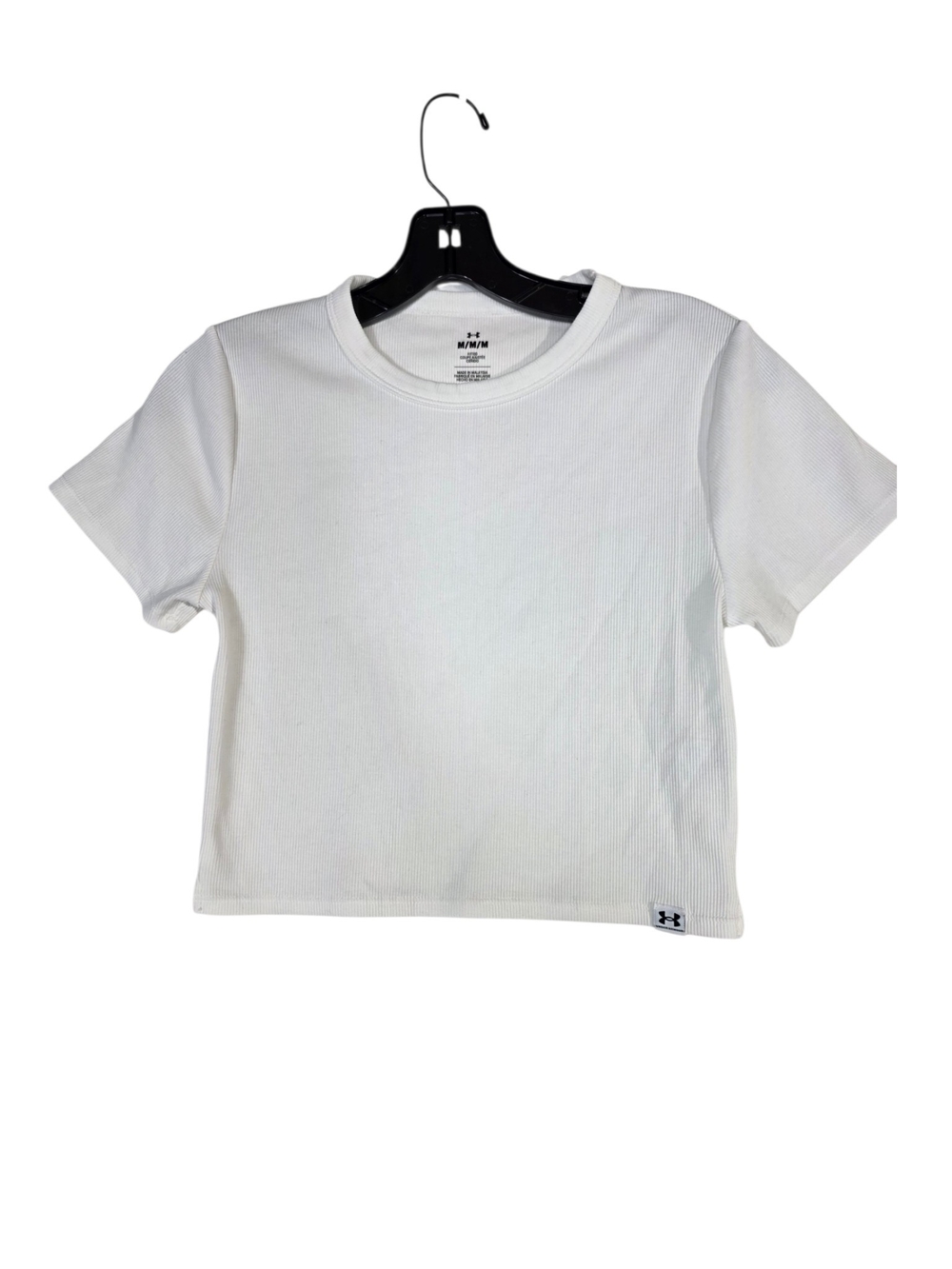 Under Armour Crewneck  White Ribbed Crop Tee